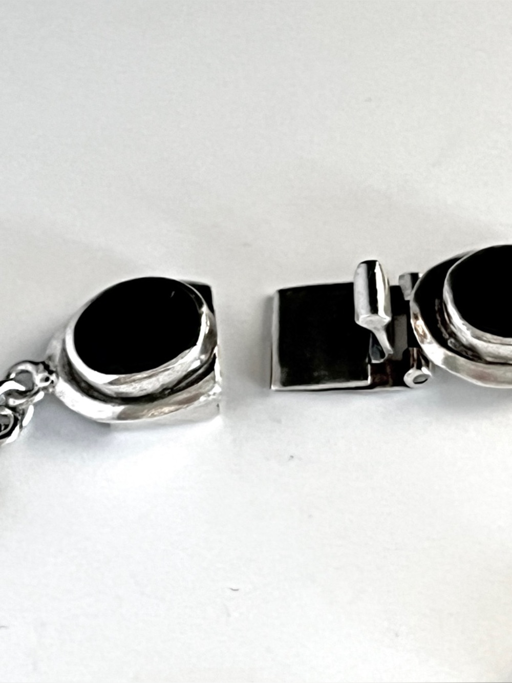 Brenda Schoenfeld Vintage Sterling Silver Black Onyx Bracelet Mexico - Picture 7 of 11